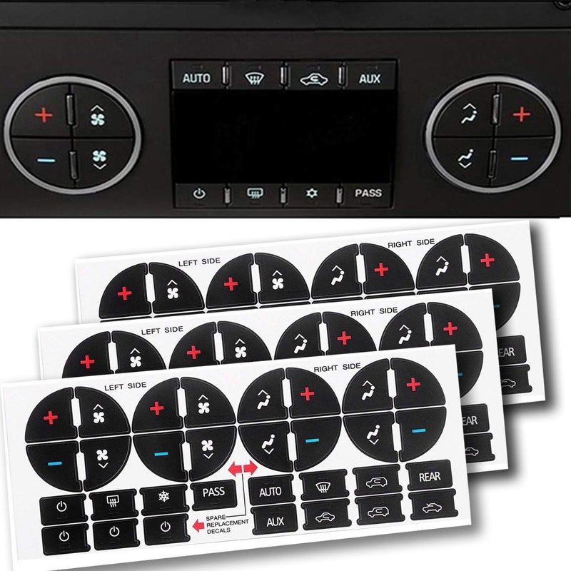 TRADERPLUS 3 Pack Replacement AC Dash Button Sticker Repair Kit Fit - Image 1